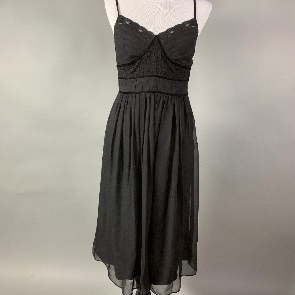 Nicole Miller Black Silk Chiffon Slip Dress